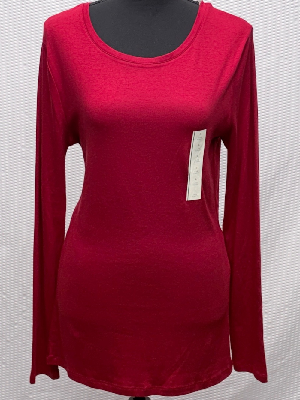 A New Day Tunic Top Women’s L Red Boat Neck Long Sleeve NWT